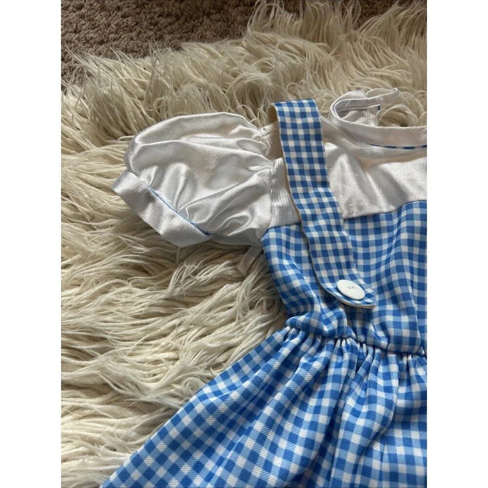 Girls  Dorothy Wizard of Oz pinafore gingham blue dress Halloween costume S
